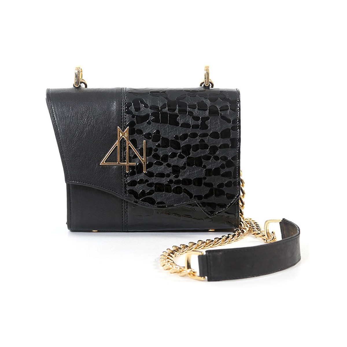 4NIGHT'S 6156 DUAL - Imperfection Black V Leather Bag