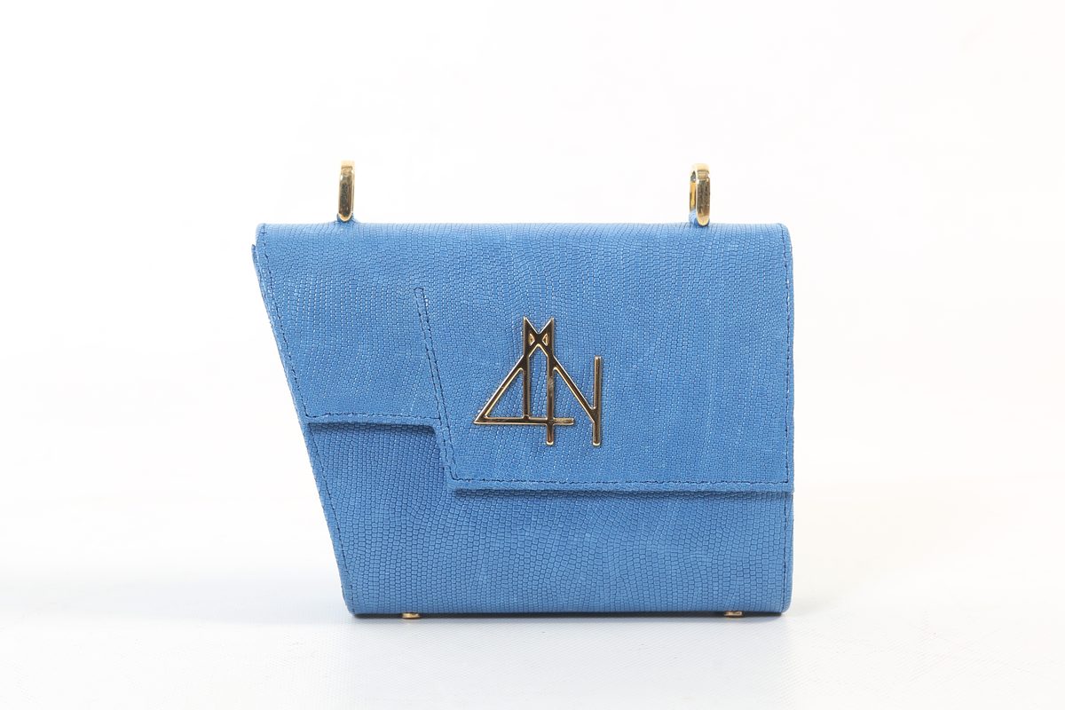 4NIGHT'S 6158 SUN - Light Blue Reptil Leather Bag