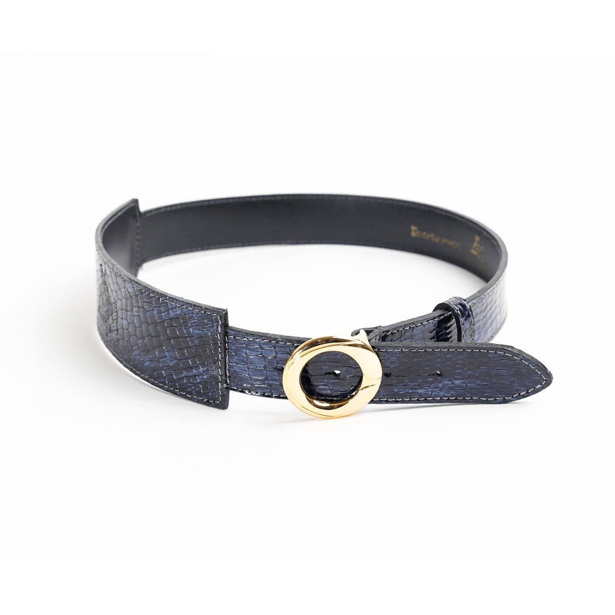 4NIGHT'S 6153 FLY Belt - Blue Jeans Croco V Leather Belt