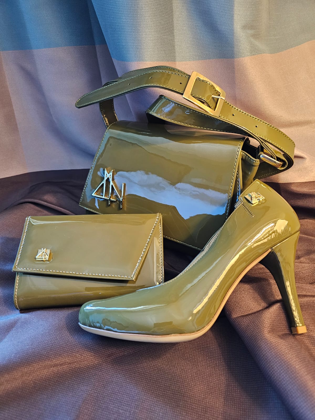 6159 SKY - OLIVE ARMY V leather bag