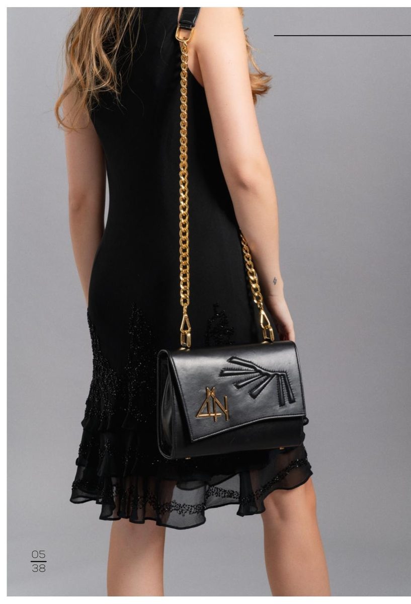 4NIGHT'S 6151 PALM - Black Leather Bag