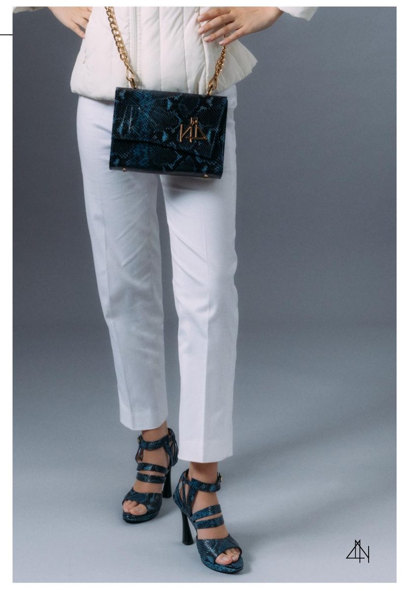 4NIGHT'S 6151 PALM - Blue Python Leather Bag