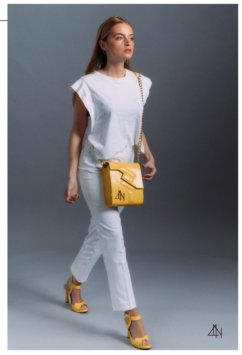 4NIGHT'S 6152 PRISM - Yellow V Leather Bag