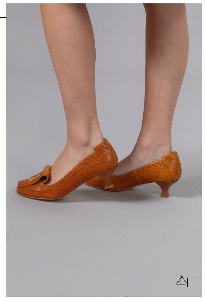 4NIGHT'S 6158 SUN - Camel Reptile Leather Pumps