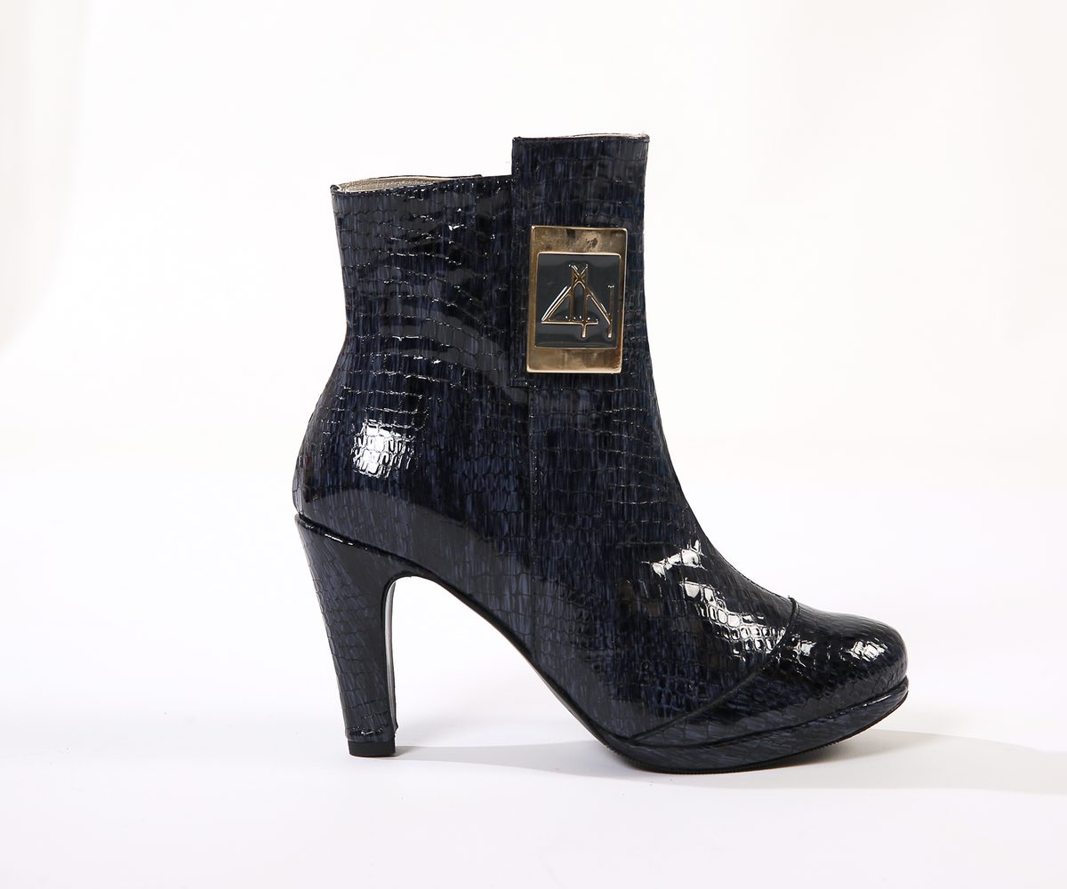 4NIGHT'S 6153 FLY - Blue Jeans Croco V Leather Ankle Boots